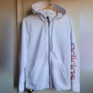 Adidas White Hoodie with Pink Logo SzL Para Girls